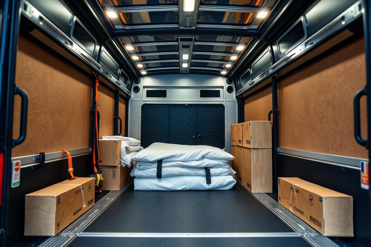 Organized interior of a professional moving truck